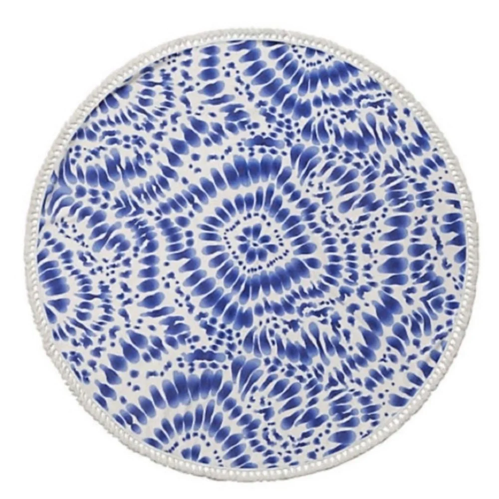 Enchante Home Large Indigo Round Beach Towel NWT